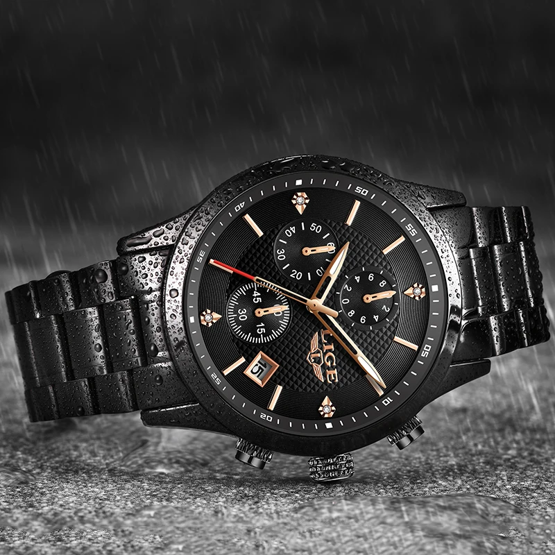 LIGE новые мужские часы модные спортивные кварцевые люксовый бренд полностью