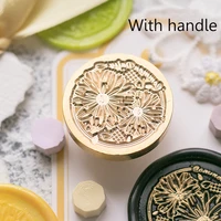 creative chrysanthemum wax stamp round brass wax seal music box wedding greeting card decoration fire lacquer seal with handle