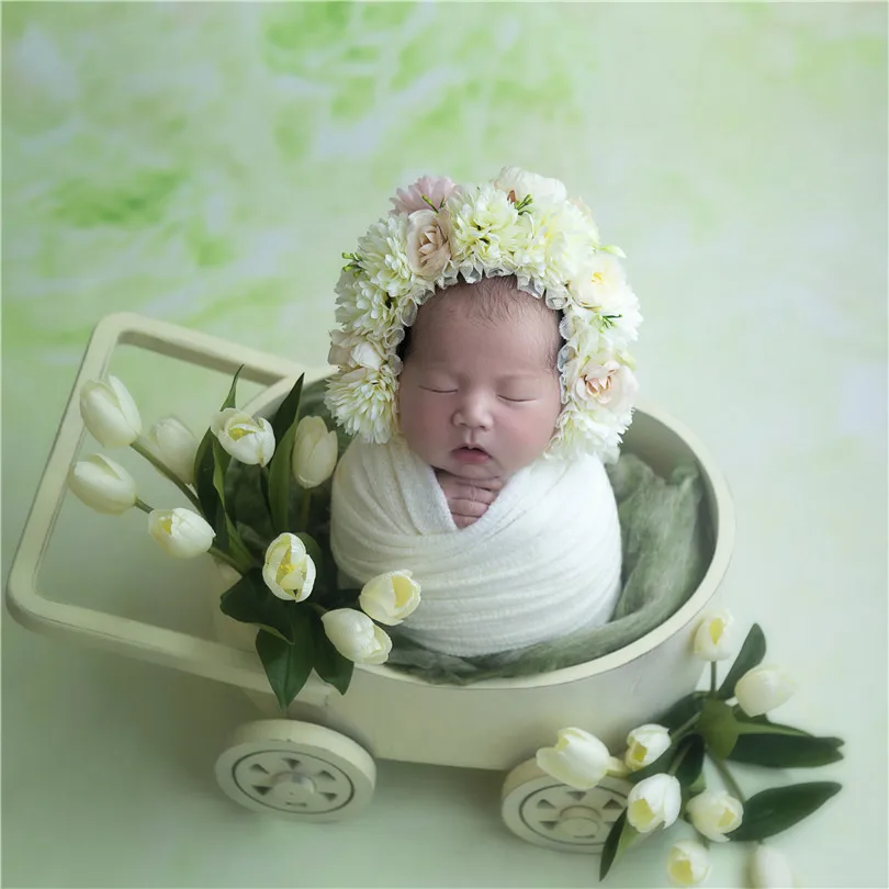 Pink Sunflower Garden Floral Bonnet Hat Knit Newborn Flower Photography Shoot Baby Girl Photo Props | Детская одежда и обувь