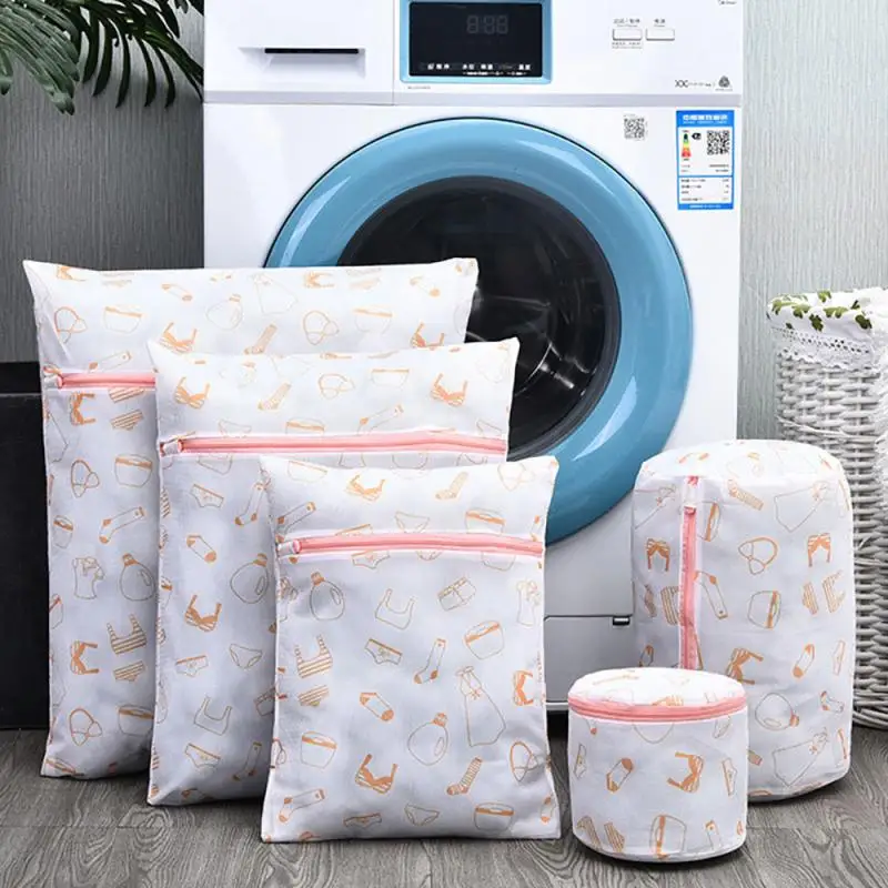 5Pcs/Set Laundry Bag Washing Net Bag Thick Embroidered Wash Bag Machine Mesh Bag For Clothes Bra Underwear Not Deformed