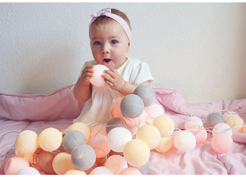 QYJSD 1,5 м/3M/6 м хлопковый шар гирлянды милые сказочные Огни наружное украшение Праздничная гирлянда Рождественский Глобус осветительная цепь