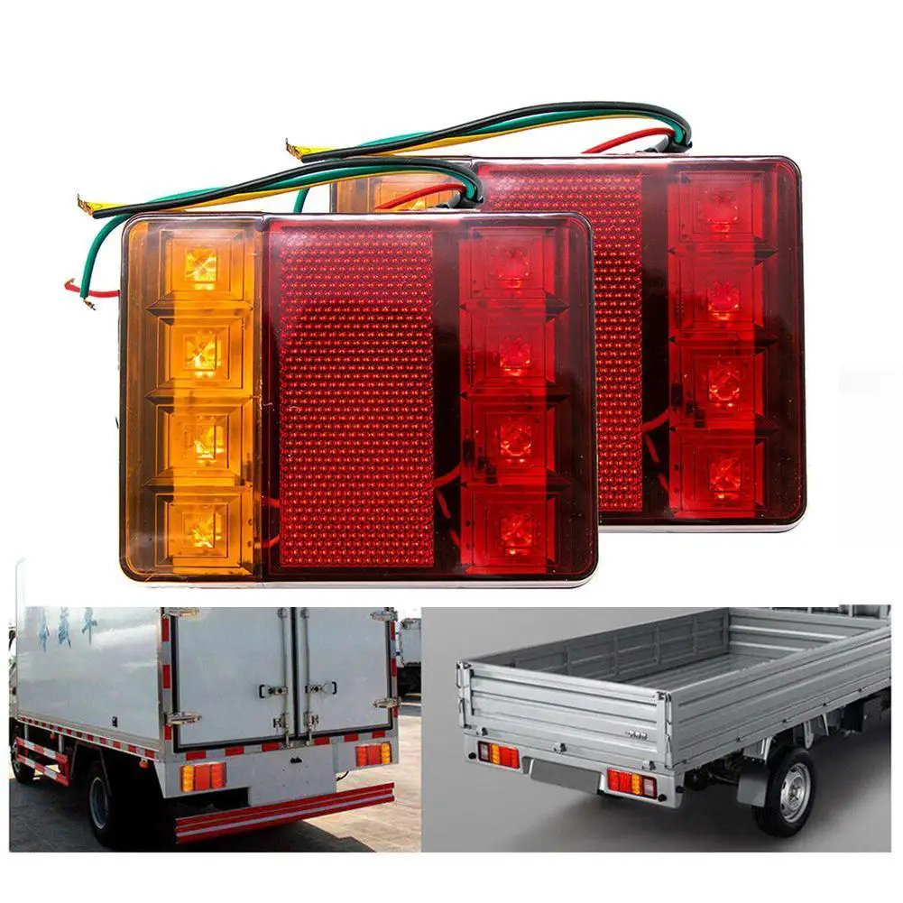 

2Pcs 12V Waterproof 8 LED Car Tail Light Rear Lamps Pair Boat Rear Parts For Trailer Caravans UTE Campers Truck Car Lighting