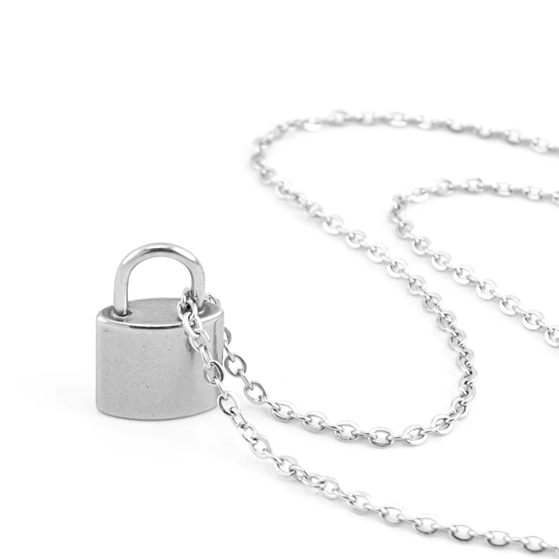 Женский небольшой замок из нержавеющей стали ожерелье мини с подвеской Rolo O link chain