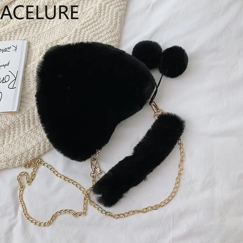 ACELURE меховая сумка для влюбленных девушек милая однотонная через плечо женская