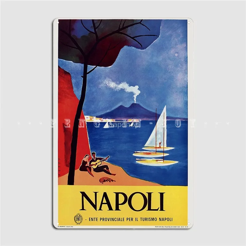 

Винтажный дорожный постер Napels в итальянском ретро стиле, деревянная вывеска для кинотеатра, винтажный настенный постер с деревянной вывеской