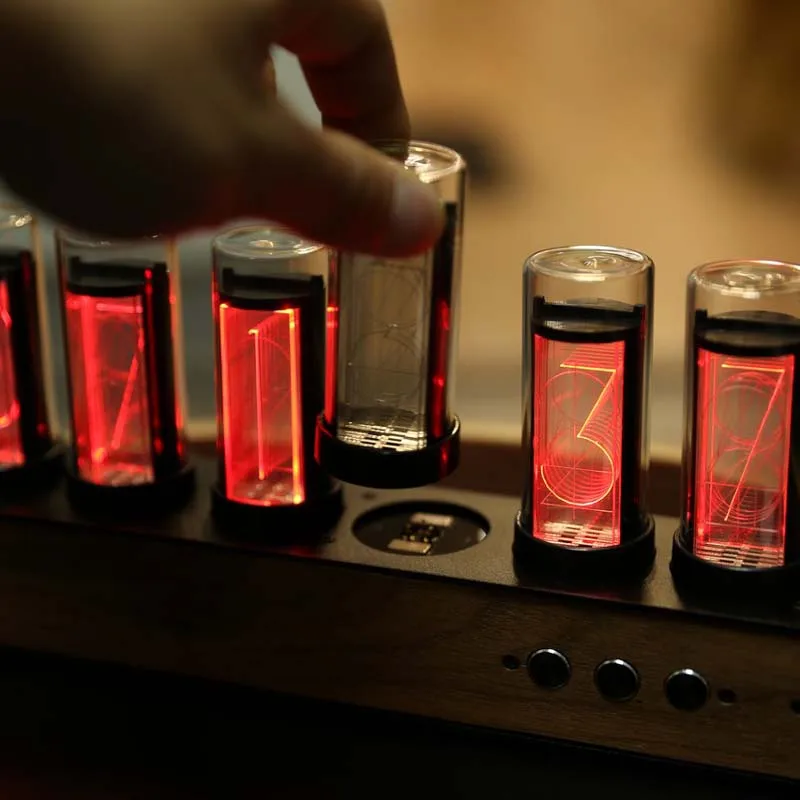 Орех 6 бит RGB светодиодный свечение цифровые часы Nixie трубки электронные