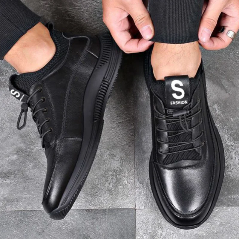 Туфли мужские с острым носком ПУ эластичная резинка дышащая спортивная обувь