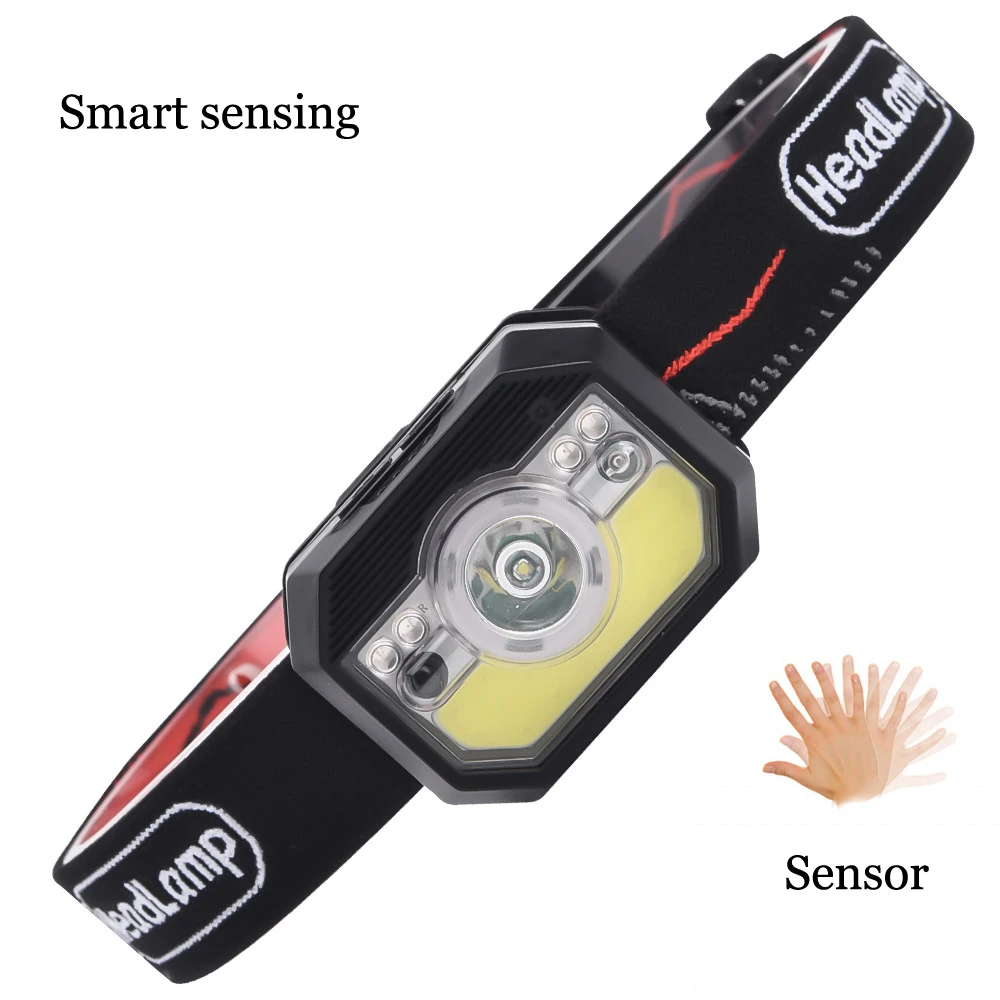 

Portable Mini XPE+COB LED Glare Headlamp USB Rechargeable Camping Head lamp Fishing Headlight Flashlight Torch Built-in Battery