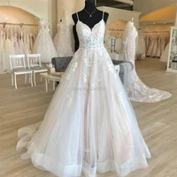 romantic lace appliques sweetheart spaghetti straps wedding dresses 2021 sexy sleeveless backless bridal gowns robe de mariee
