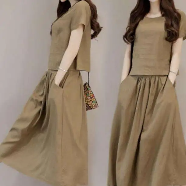 Комплект летней и весенней женской одежды футболка s + длиной до икры свободная