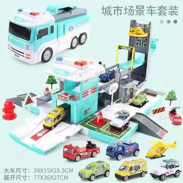 

Children's Multi-layer Track Car Model with Receiving Box Parking Map Alloy Car Toy Set