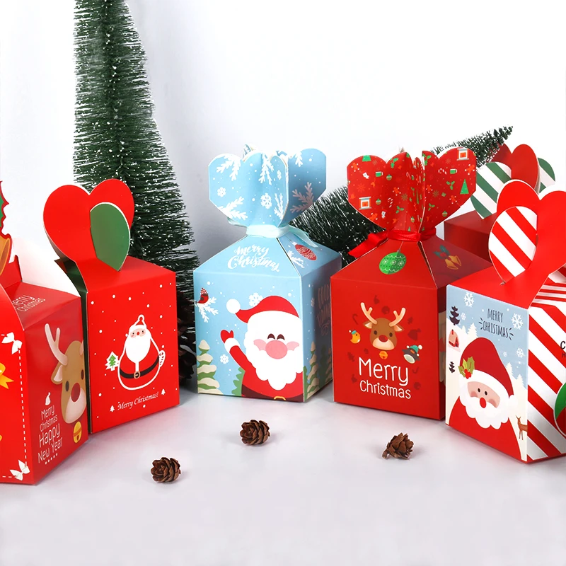 Christmas Gift Bags House Shape Xmas Tree Candy Box Merry Guests Packing Bag New Year Noel Navidad Favor Boxes | Дом и сад