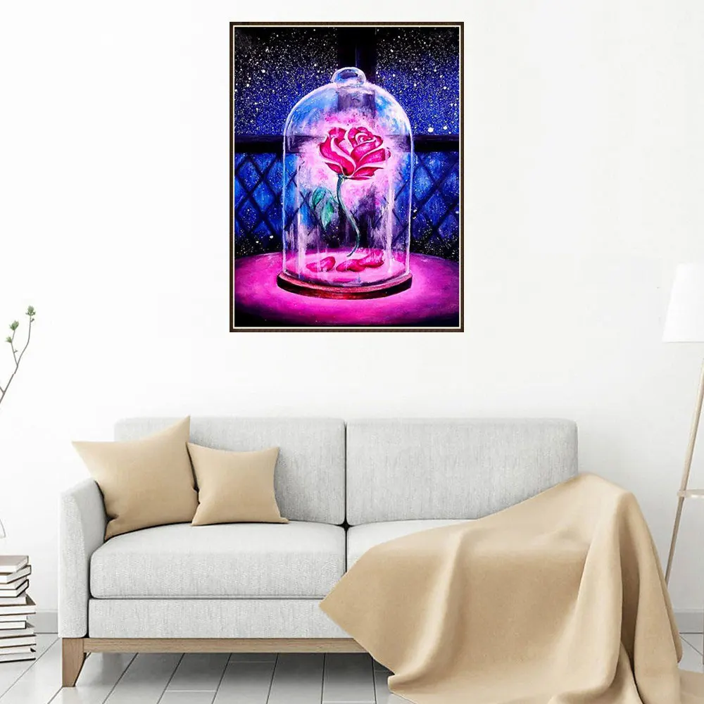 Вышивка крестиком алмаз картина свадебный Декор Сделай Сам Роза в бутылке 20*25 см