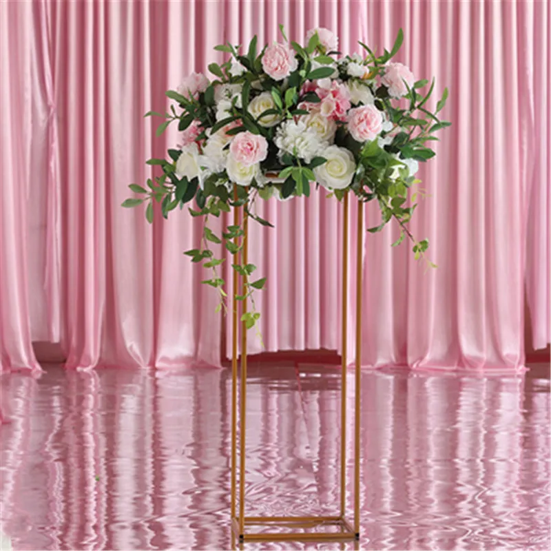 

Display Flower Stand Candle Holder Road Lead Table Centerpieces Metal Gold Stand Pillar Candlestick For Wedding Candelabra