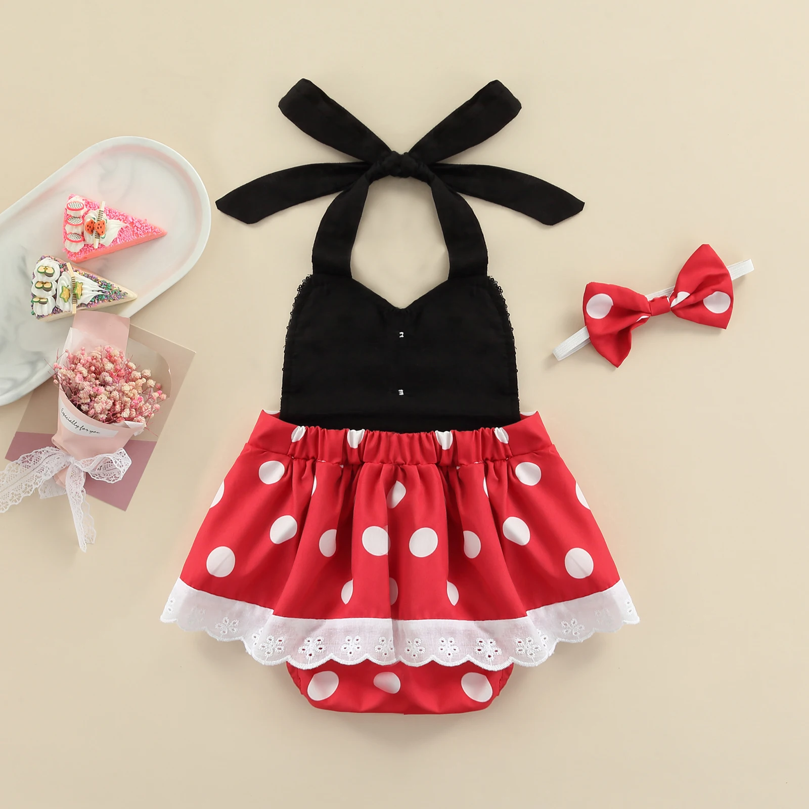 Комбинезон для маленьких девочек повязка на голову с блестками в горошек платье