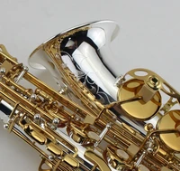 alto saxophone silver plated body and gold plated key eb perfect appearance e flat professional music instruments with case