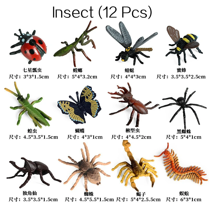 

12Pcs/Set Animal Dinosaur Mini Action Figures Model Toys For Children Tiger Whale Shark Cognize Educational Toys Collection Gift