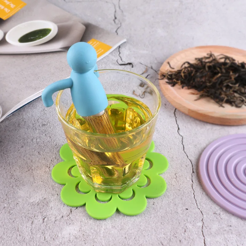 

Lohas Little Man Shape Silicone Tea Strainer With Tea Infuser Filter for Brewing Tea Bags Tea Cup Decoration Kitchen Accessories