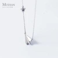 modian exquisite charm simple paper aircraft necklace pendant for women real 925 sterling silver trendy fine jewelry bijoux