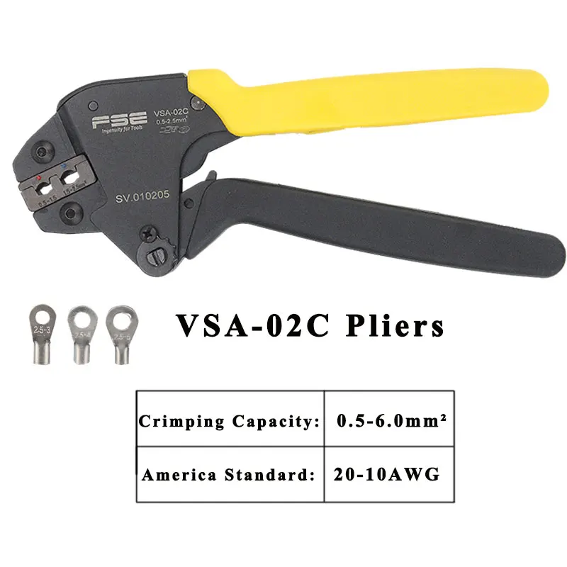 Цветные обжимные плоскогубцы VSC-02C неизолированные клеммы и наконечники ручной