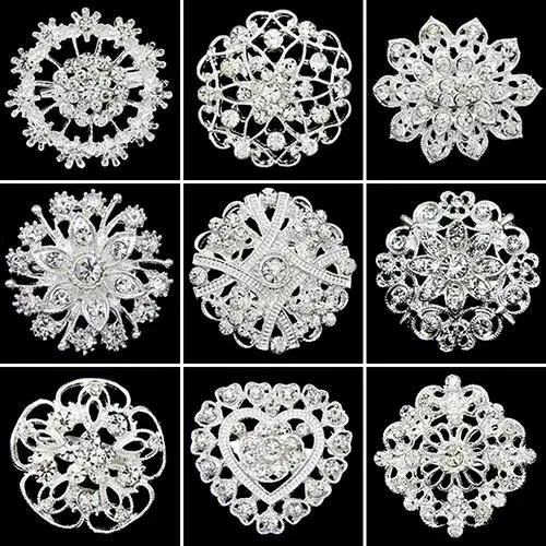 Женская Посеребренная брошь в форме сердца с цветком|Броши| |