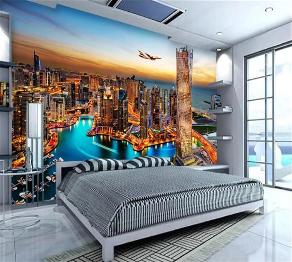 Beibehang индивидуальные обои 3D роспись красивая фотография Дубай ночное виденье