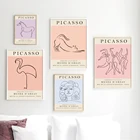Постеры и принты в скандинавском стиле для украшения гостиной, картина на стену Пикассо матиссе, фламинго, пингвин, кошка, абстрактная картина