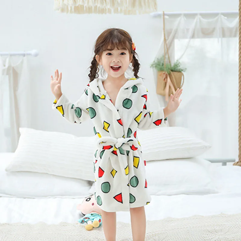 

Весенне-осенне-зимняя фланелевая Толстовка для девочек, кардиган, пижамы, Детская утепленная ночная рубашка для подростков, милая одежда дл...