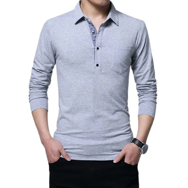 Мужская приталенная рубашка-поло ARCSINX повседневная хлопковая с длинным рукавом