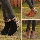 Ботинки женские зимние леопардовые на шнуровке, с острым носком