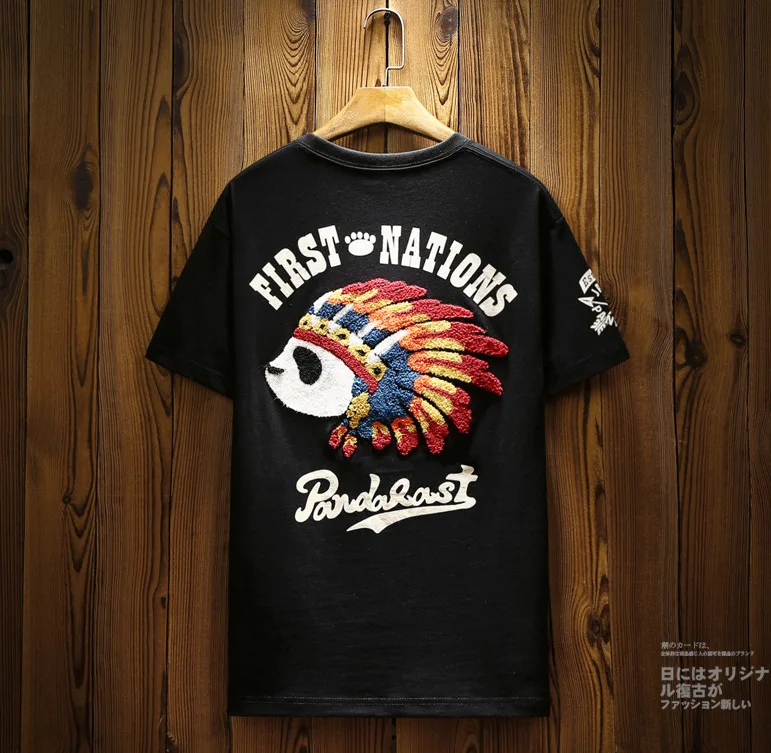 

Tide Brand Short-sleeved National Tide Panda Short-sleeved T-shirt Summer Casual Men's Sports Compassionate Couple Wear