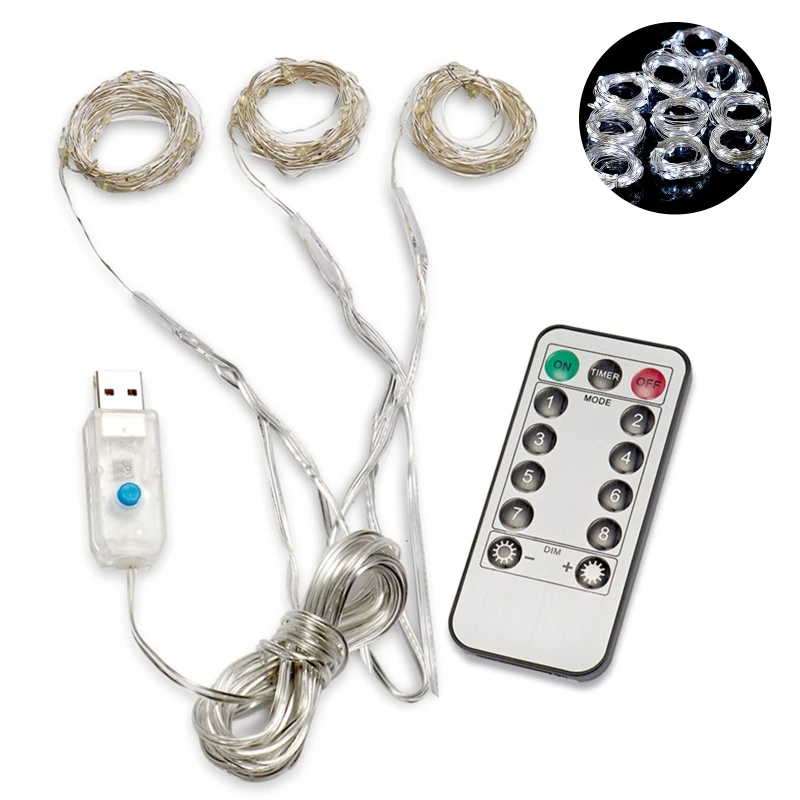 

3m LED Window Curtain Lights Fairy String Lamps Garland Backdrop Remote Control USB Powered Waterproof Party Decoration