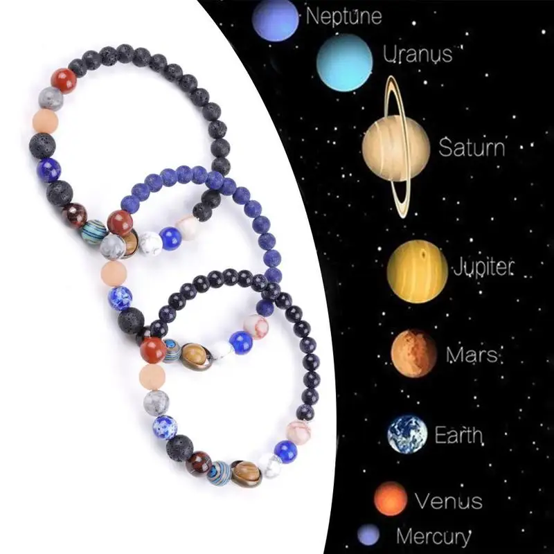 2020 Вселенная Солнечная Системы браслет Для женщин Натуральный камень восемь с