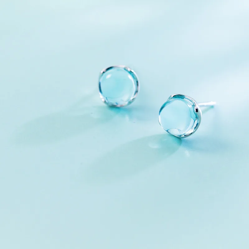 Женские серьги гвоздики из серебра 925 пробы с синим градиентом|Серьги-гвоздики| |