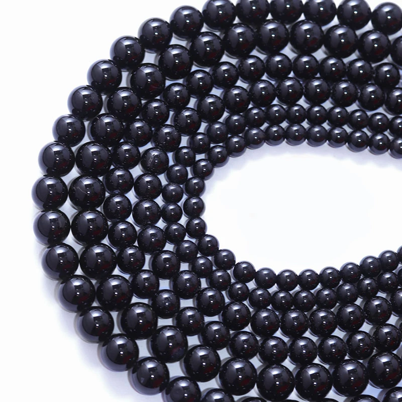 

Natural Stone AAA Black Agates Stone Beads Round Onyx Loose Beads For Jewelry Making DIY Bracelets Necklace 15'' 6/8/10mm