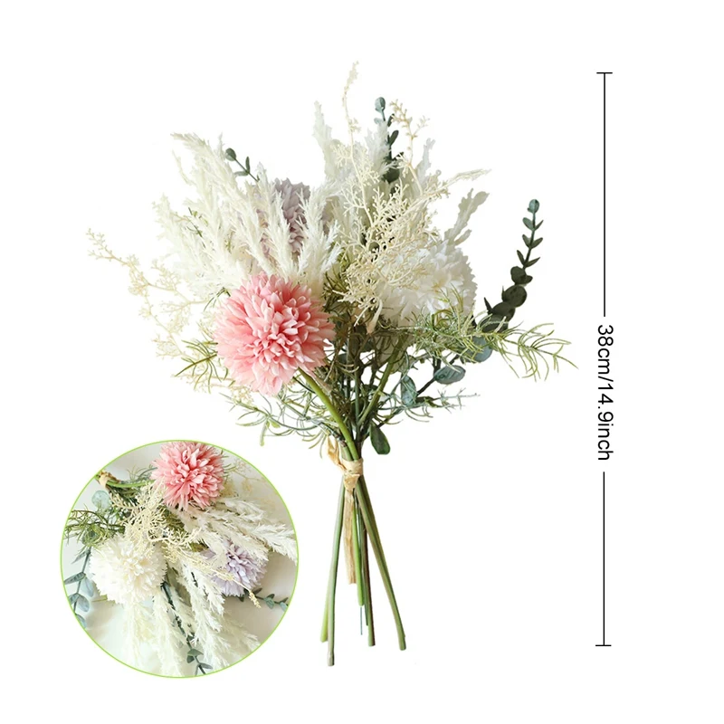 1 Bouquet White Artificial Flowers High Quality Silk Dandelion Plastic Eucalyptus Hybrid Wedding Home Decor Fake Flower | Дом и сад