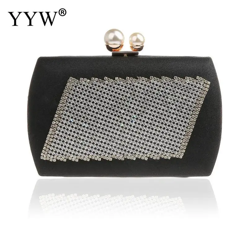 YYW женские вышитые бисером Кристалл Клатч черная вечерняя сумочка со стразами