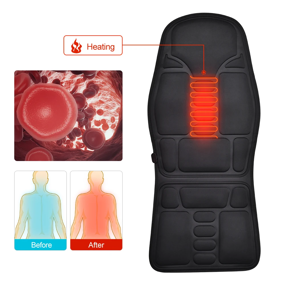 barato Massagem Cadeira Cussion Almofada De Assento Volta Massageador Elétrico Aquecimento Vibratório Para O Escritório Em Casa Do Carro Lombar Pescoço Alívio Da Dor Massagem