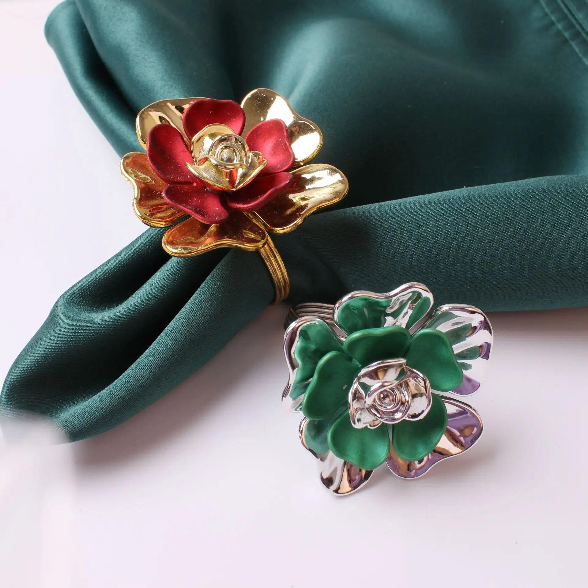 

6pcs/lot Fashion napkin ring white flowers napkin ring hotel beautiful napkin buckle wedding tabletop decorations napkin ring