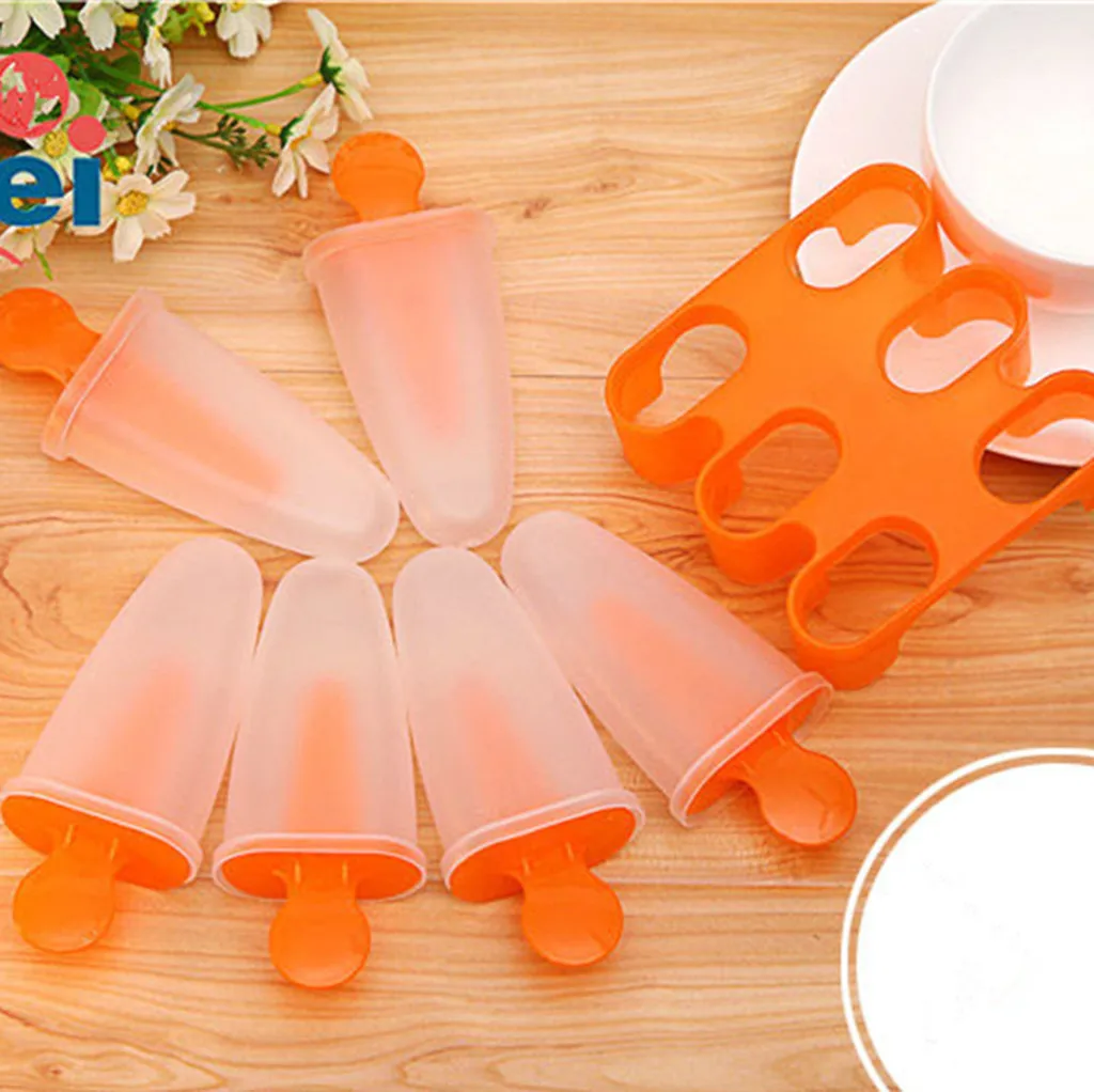 

6 Cells Diy Popsicle Molds Ice Cream Makers Kitchen Tools Reusable Ice Cream Moulds Tray Stocked Juices Purees Yogurt #864