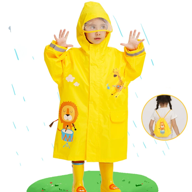 Новый детский дождевик с мультяшным львом детское ветрозащитное пончо для