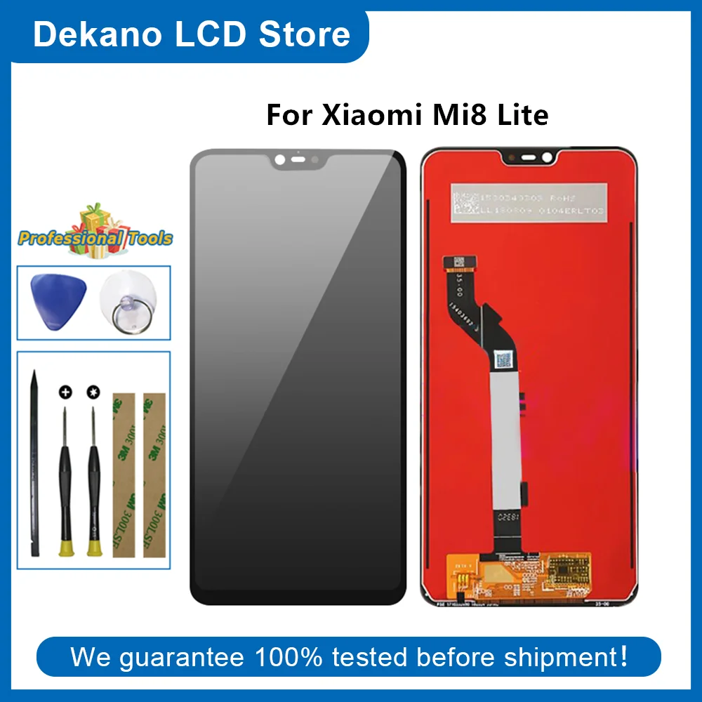 

ЖК-дисплей 100% дюйма для XiaoMi Mi 8 Lite 6,26, ЖК-дисплей с сенсорным экраном и дигитайзером в сборе, Замена для xiaomi mi8 lite