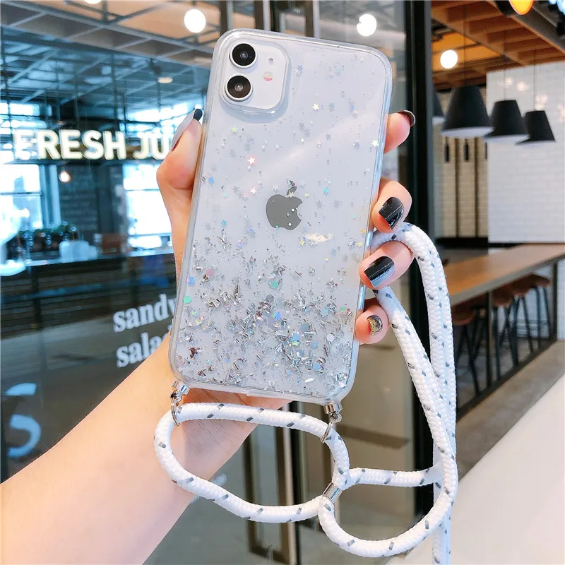 Чехол со звездами и блестками для iPhone 11 Pro XS Max 12 MiNi XR X 6S 7 8 plus 13 SE 3 | Мобильные