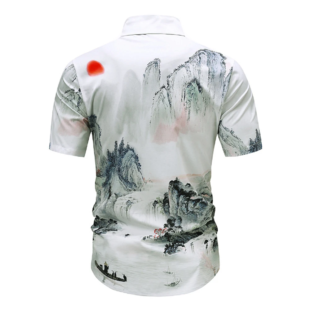 Men Summer Shirt Beach Style Printed Hawaiian Man Shirts Casual Short Sleeve Turn Down Collar Blouses Tops Camisa Homme MCS137