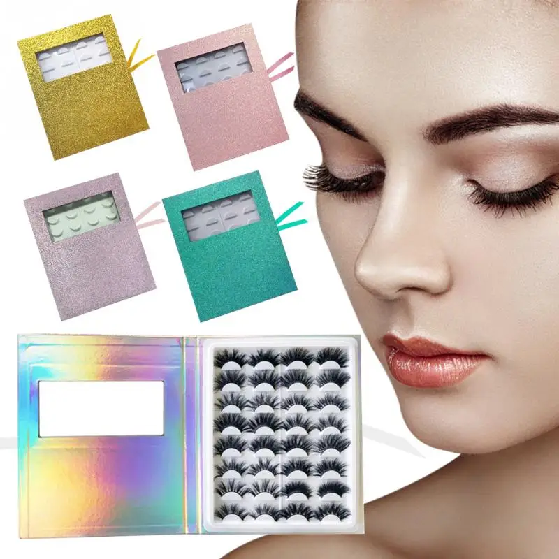 

Protective Case Storage Container Display Box Portable Home Glitter Paper 16 Pairs Accessories Gift Packaging Eyelash Book