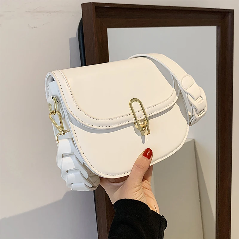 

Fashion Shoulder Bag Women 2021 Trendy Popular Simple Cross-Body Saddle Bag Lady Design Luxury Solid Color Vintage Handbag