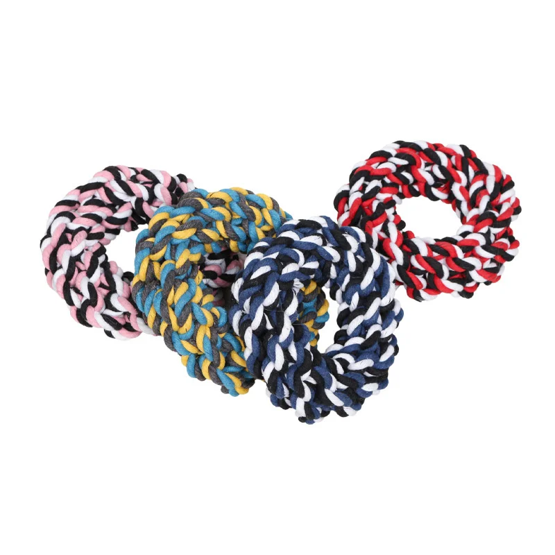1pcs Pet Dog Puppy Double Cotton Chew knot toys pet supplies Clean teeth Durable Braided Bone Rope Random Color molar toy - купить по