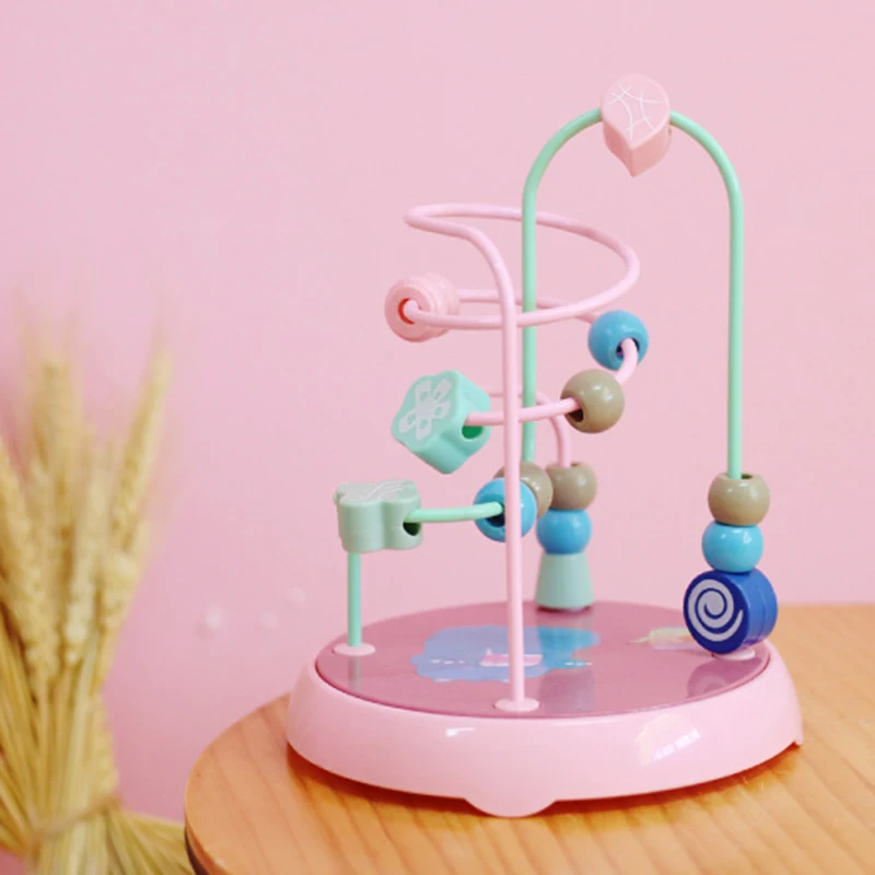 

6 Month Baby Toys Beads Toy for Baby Kids Colorful Round Beads Maze Math Toy Toddler Educational Model Pink