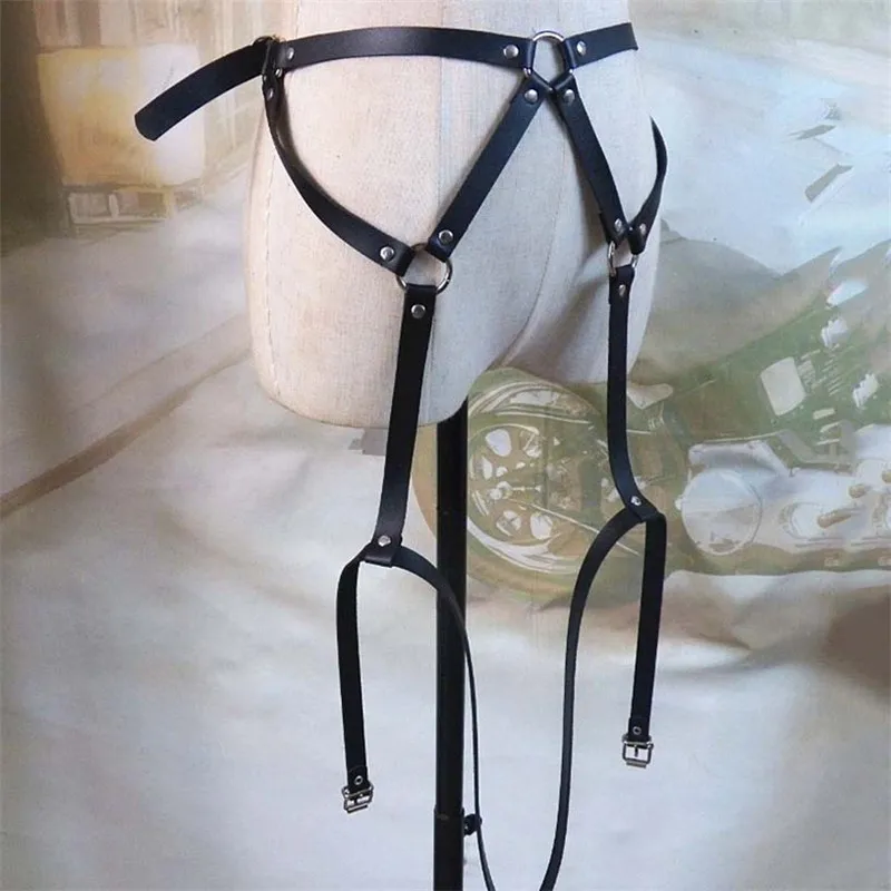 Сексуальные женщины искусственная кожа на ногу подвязки ремни нижнее белье боди