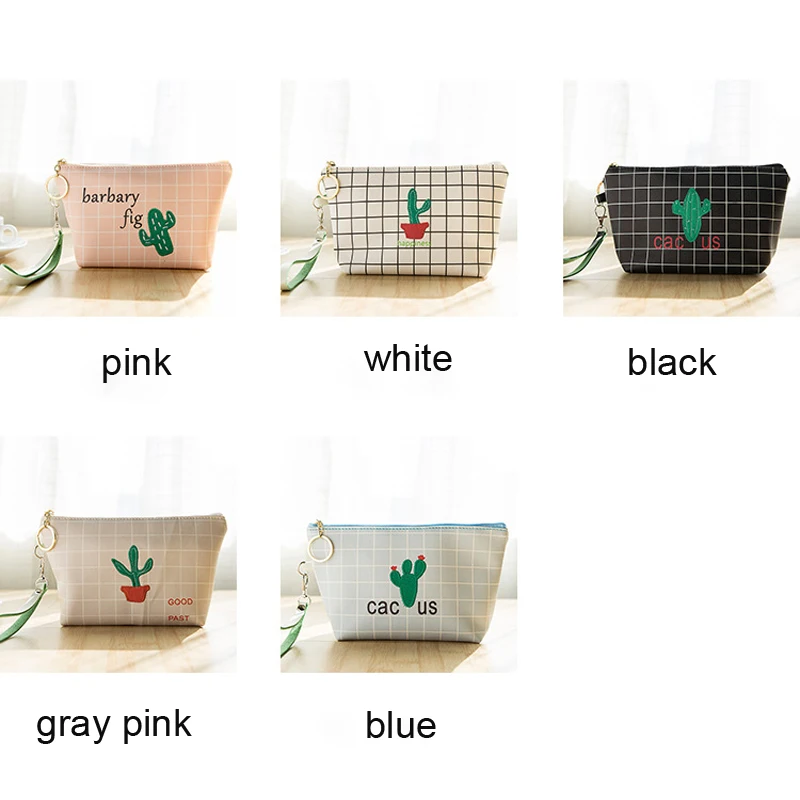 

Cactus pu creative cosmetic bag large capacity waterproof storage bag clutch bag portable cute small fresh cartoon wash bag